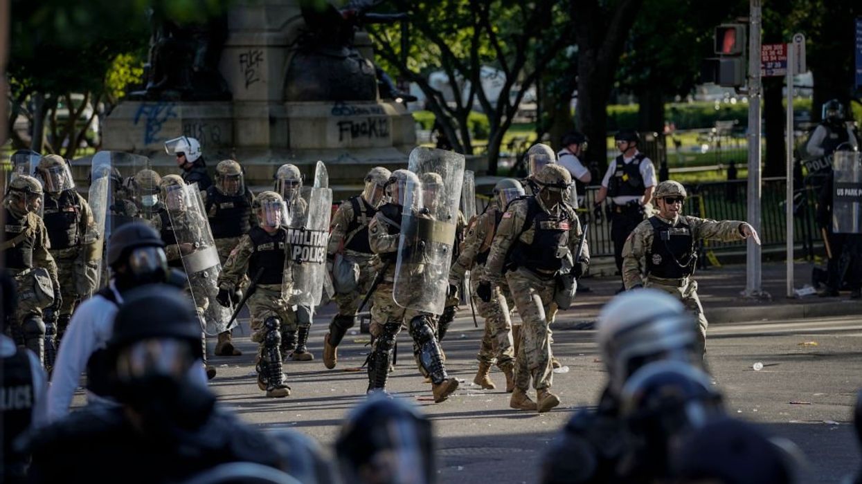 Law enforcement in riot gear in Lafayette Park near the White House, June 1, 2020. Photo by Drew Angerer/Getty Images